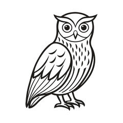 A black and white drawing of an owl with a black and white pattern