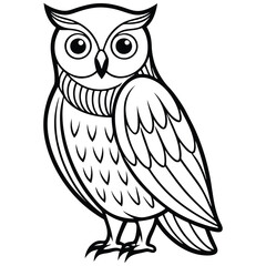 Obraz premium A black and white drawing of an owl with a black and white pattern