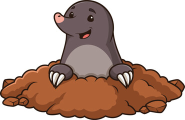 Cartoon mole in hole vector illustration