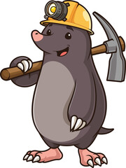 Cartoon cute mole miner vector illustration