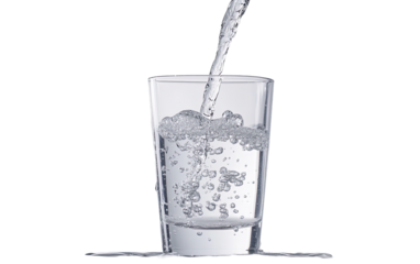 Filling glass with water on white background,png
