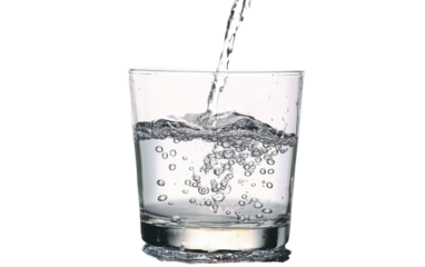 Filling glass with water on white background,png