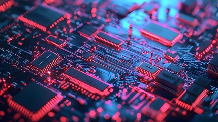 Obraz premium Minimalist Quantum Circuit Board with Clean Engineering Lines and Modern Tech Aesthetic