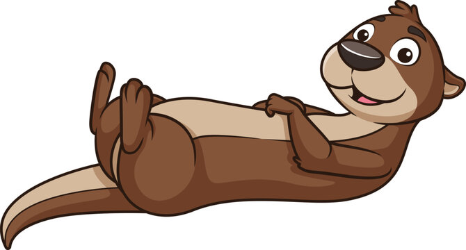 brown otter lying down cartoon clip art preview