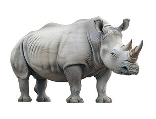 Obraz premium Realistic Illustration of a Rhinoceros with Distinctive Horn and Muscular Build Isolated on White Background, Cutout, Isolated on White Background