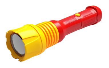 Flashlight icon red yellow color on white background,png