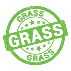 GRASS text written on green stamp sign.