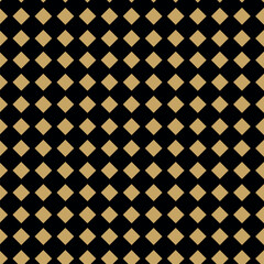 Abstract geometric pattern with crosses, stripes, lines. Seamless vector background. Black and gold ornament. Modern reticulated graphic design.
