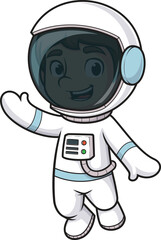 Cartoon cute astronaut waving vector illustration