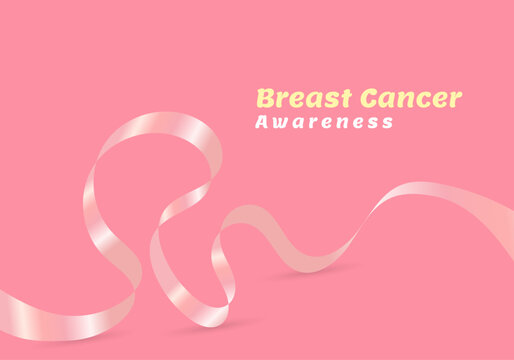A breast cancer awareness ribbons vector design, The breast canner ribbins concept design with text-Breast cancer awareness, Realistic pink ribbon