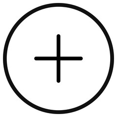 Vector plus positive add mark icon. Black, white background. Perfect for app and web interfaces, infographics, presentations, marketing, etc.