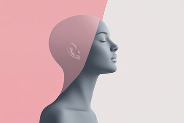 Graceful abstract human figure in profile with pink and grey vector illustration on a solid background sleek and contemporary