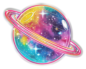 PNG Glitter planet flat sticker accessories astronomy accessory.