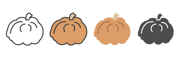 Pumpkin in different styles. Pumpkin icons. Set of pumpkins.