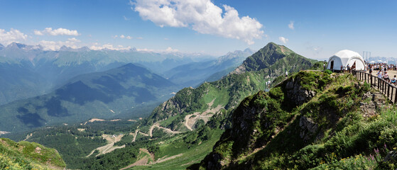 view of the Caucasian Mountains in Krasnaya Polyana and Rosa Khutor