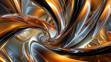Abstract golden metallic spiral design with intertwined shapes, evoking futuristic energy and bold elegance, ideal for contemporary celebrations and innovative decor.