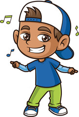 Cartoon hispanic boy dancing vector illustration