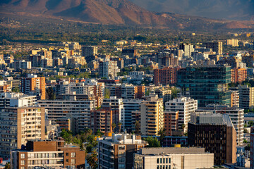 Elevated view of apartment and office buildings at Providencia in Santiago de Chile