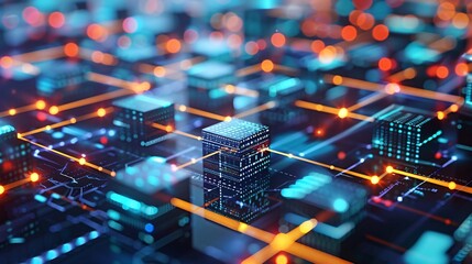 Digital blockchain chain concept 