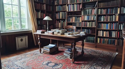 A Study Filled With Books And A Window View