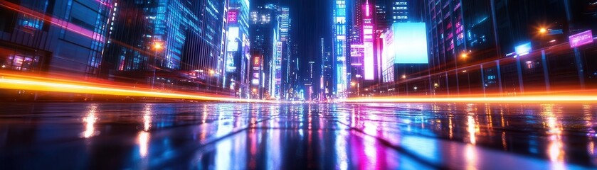 Business district at night