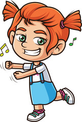 Cartoon ginger girl dancing vector illustration