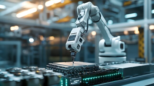 Solid-state Battery Powering Robotic Arm in Industrial Factory Setting