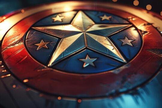 A detailed view of a shield featuring stars, suitable for use in designs and presentations