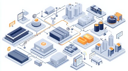 Obraz premium Detailed Schematic of Solid-State Battery Manufacturing Process from Raw Materials to Finished