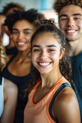 Group of young people posing and smiling, possibly at an event or social gathering