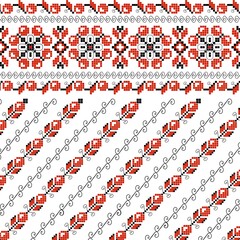 Arabian ethnic fabric pattern is designed in a vibrant red tone, featuring clear geometric ethnic that reflect traditional tribal. The beautiful enhance the visual ethnic making the design stand out.