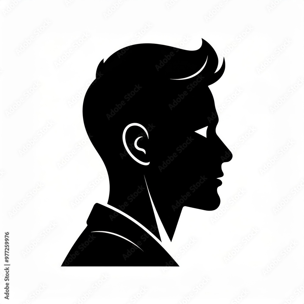 Poster minimalist silhouette of a human in profile with soft gray tones. modern, clean design concept for p