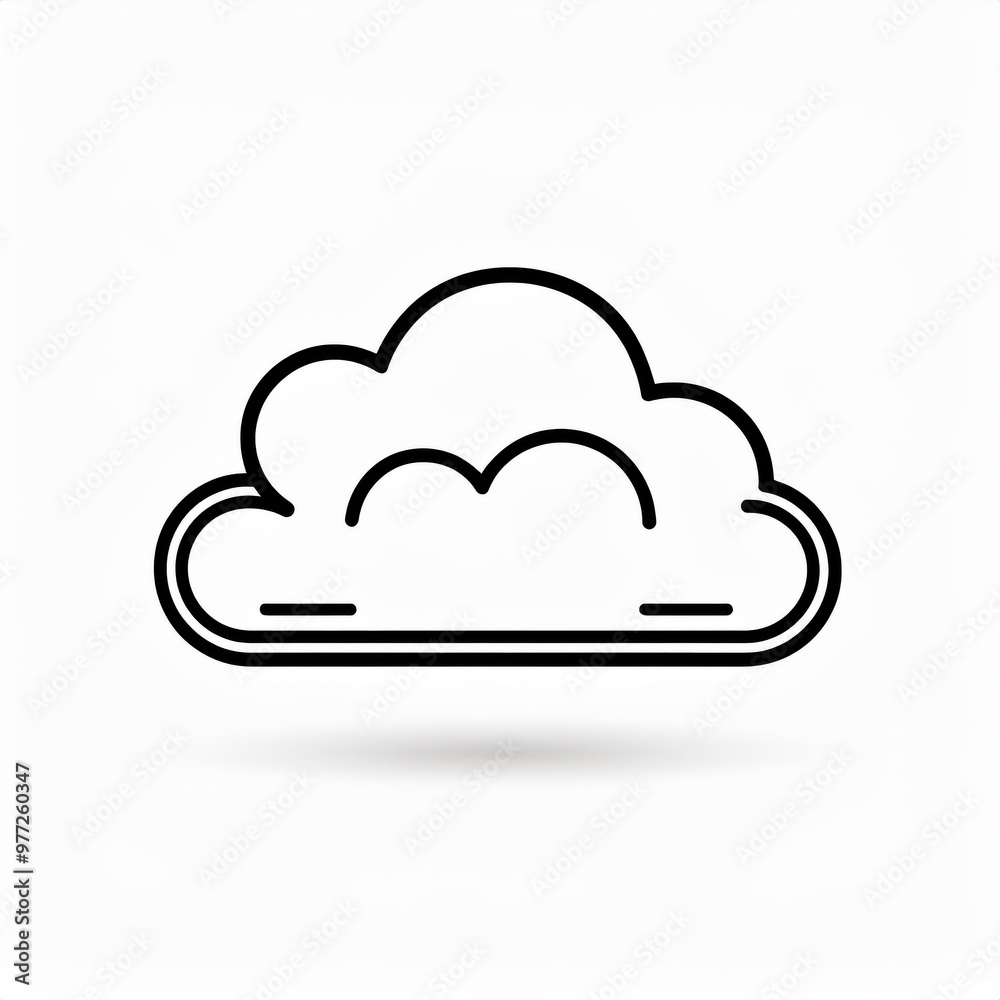 Poster minimalist black line cloud icon on white background. simplistic outline symbol representing cloud c