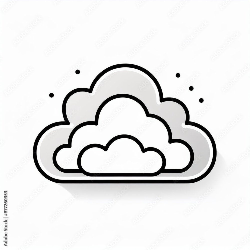 Poster minimalist black line cloud icon on white background. simplistic outline symbol representing cloud c