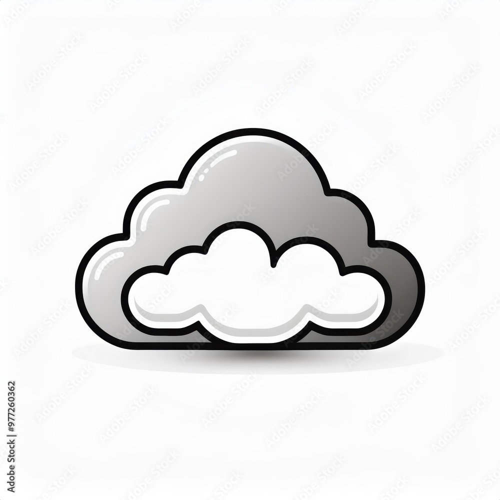 Poster minimalist black line cloud icon on white background. simplistic outline symbol representing cloud c