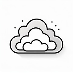 Fototapeta premium Minimalist Black Line Cloud Icon on White Background. Simplistic Outline Symbol Representing Cloud Computing, Digital Storage, or Weather Concept, with a Clean, Modern Design and Subtle Shadow
