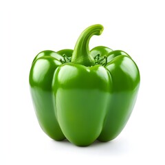112. A vibrant green bell pepper isolated on a pristine white background
