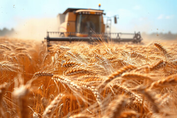 Fototapeta premium Golden Wheat Harvest at Sunrise 