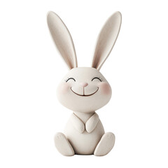 Obraz premium A cute, smiling bunny figure perfect for decorations, crafts, and children's rooms, bringing joy and whimsy to any space, transparent background.
