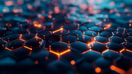 Obraz premium Innovative Graphene Nanomaterial Abstract with Glowing Hexagonal Patterns