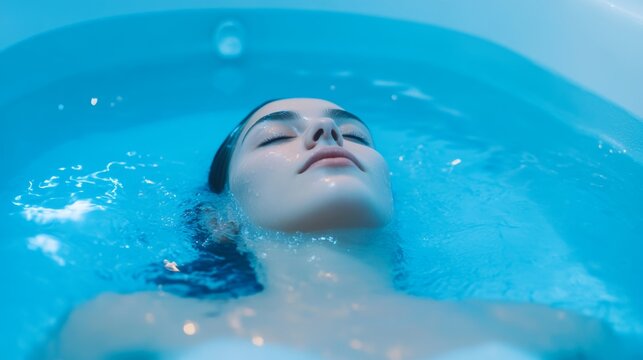 Tranquil Sensory Deprivation Float Tank with Atmospheric Mood Lighting for Relaxation and Wellness