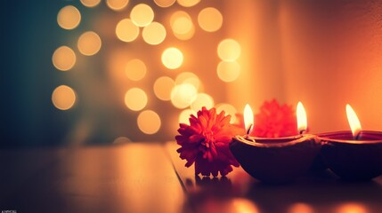 A cozy Indian living room adorned with marigold flowers and diyas for a festive Diwali celebration