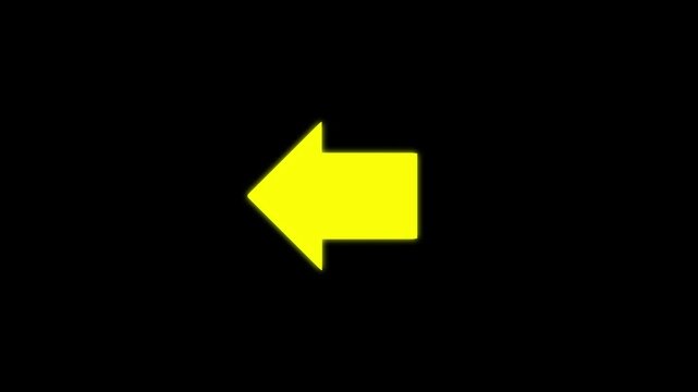 Animated Yellow Left arrow on black background. Left Moving arrows to the side. Animation.	
