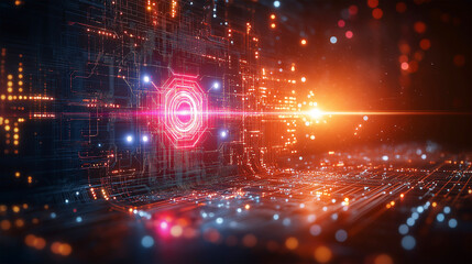 A Glowing Core of Digital Energy Pulsating Through the Heart of a Cybernetic Network, Representing the Convergence of Technology and Innovation in a High-Speed, Data-Driven World