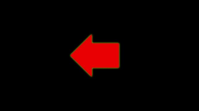 Animated Red Left arrow on black background. Left Moving arrows to the side. Animation.