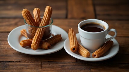 Hot coffee with cake sticks and anise offer a sweet morning break