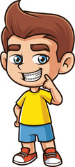 Cartoon caucasian boy wearing braces vector illustration