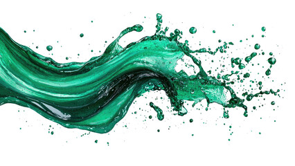 Green splash isolated on transparent background.