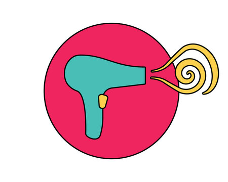 recommend clip art: Hair dryer Line Icon fashion hairdryer of hairdresser to blow-dry and electric hair-dryer blower. Barber styling appliance. Vector cartoon illustration