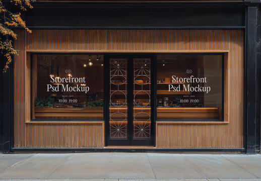 Front View Wooden Storefron Mockup